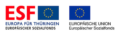 Kombiniertes Logo ESF-Thüringen und EU in Farbe